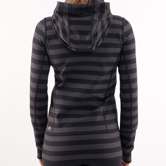 LULULEMON Stride Jacket Black Grey Micro Macro Stripe Women's Size 8 - Picture 2 of 16